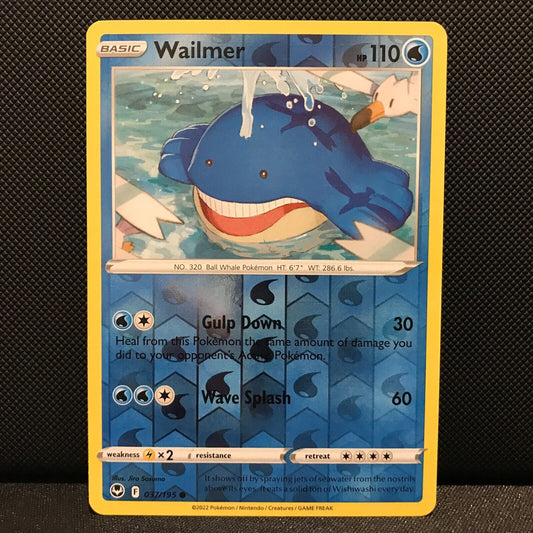Wailmer Reverse Holo 37/195 - Silver Tempest Pokemon Card - NM/Mint