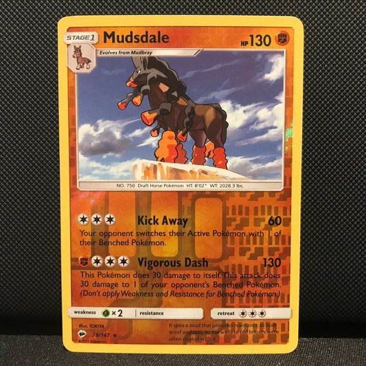 Mudsdale Reverse Holo 78/147- Burning Shadows Pokemon Card - NM/Mint