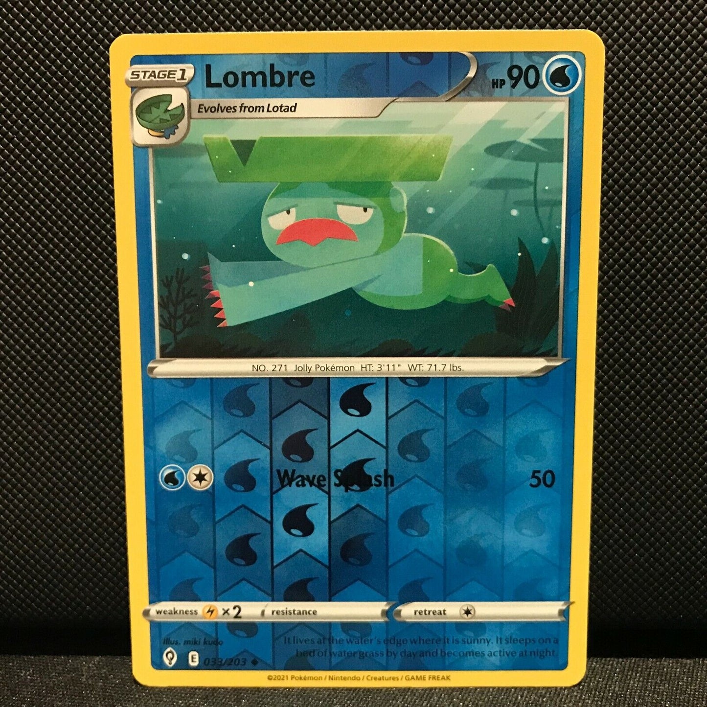 Lombre Reverse Holo 33/203 - Evolving Skies Pokemon Card - NM/Mint
