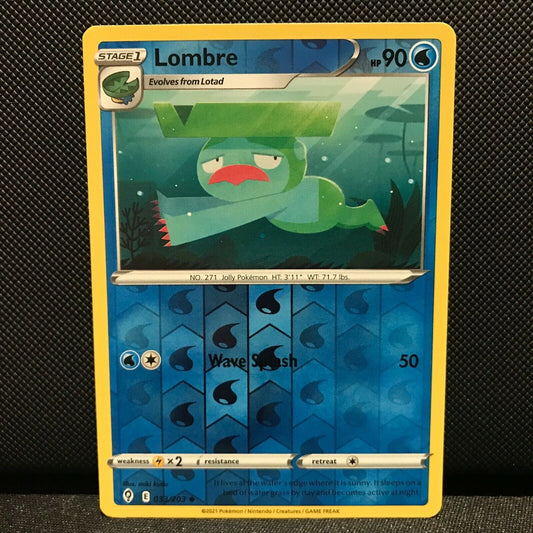Lombre Reverse Holo 33/203 - Evolving Skies Pokemon Card - NM/Mint
