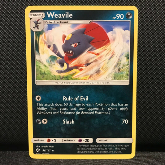 Weavile 86/147- Burning Shadows Pokemon Card - NM/Mint